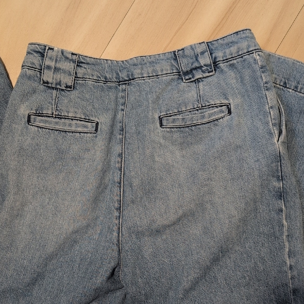 ba&sh High Rise Wide Leg Light Blue Pleated Boyfriend Jeans - Picture 6 of 7